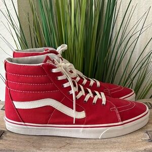 Vans Hi Top Red And White Sneakers